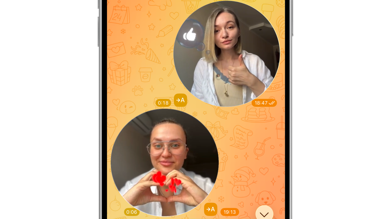 What reactions in video messages look like on Telegram